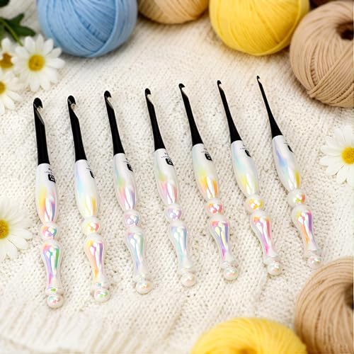 HOMAR Ergonomic Crochet Hooks Set, 7 Sizes Resin Grips Handles with Smooth Aluminum Crochet Needles for Arthritic Hands, Beginners and Knitting & Crochet Lovers (3.0mm-8.0mm) — view 6