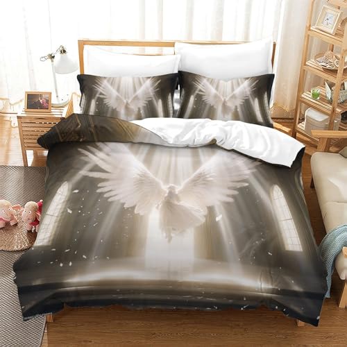 Parure de lit Jésus 200x200 cm en microfibre douce avec 2 taies d'oreiller