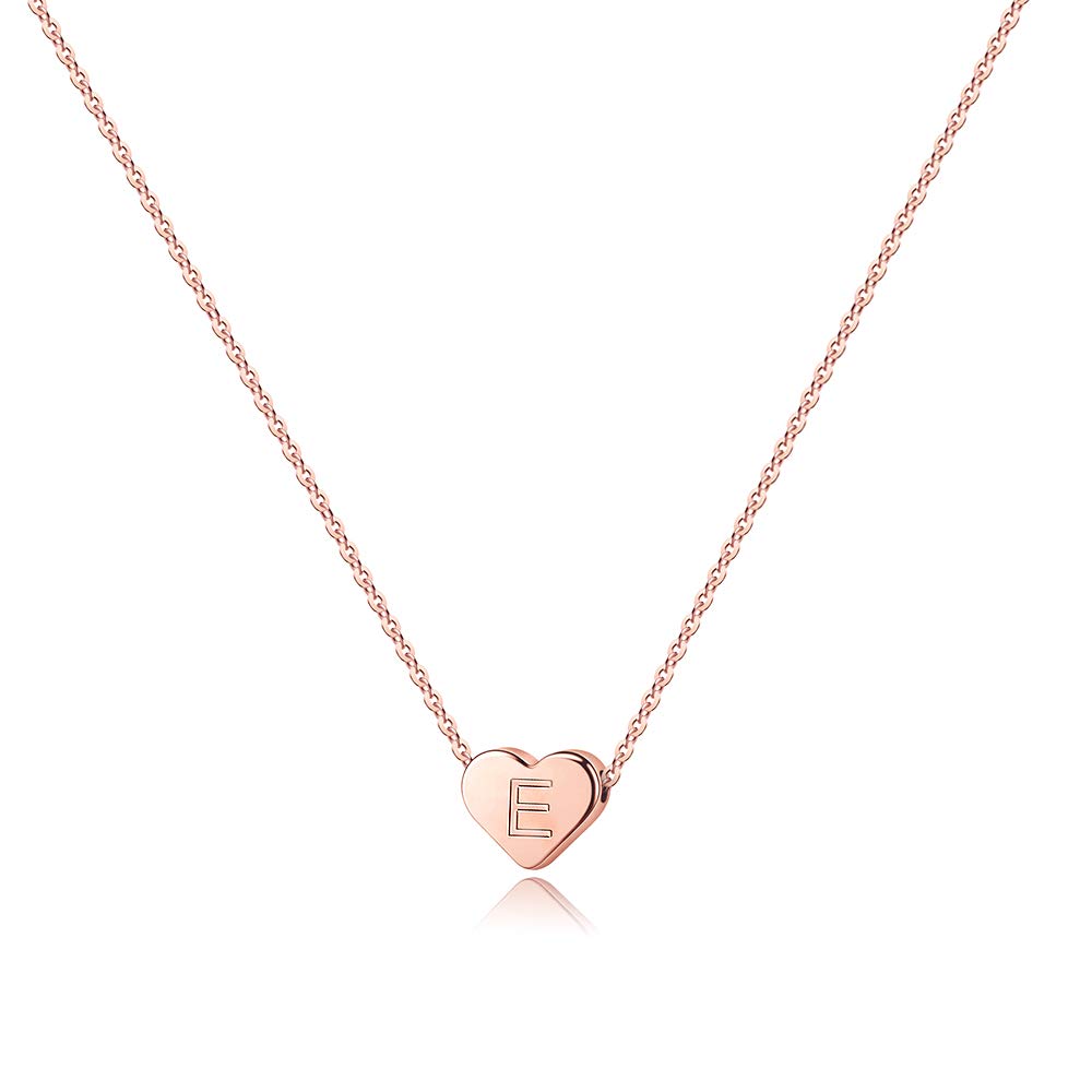 TurandossTiny Heart Initial Necklaces for Girls - 14K Rose Gold Filled Heart Pendant Handmade Dainty Heart Letter Initial Necklaces for Teen Girls Jewelry Gifts