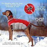 FUAMEY Dog Coat for Large Dogs,Waterproof Dog Winter Jacket with Harness Built in Puppy Cold Weather Coats Reflective Pet Vest with Zipper Warm Fleece Dogs Snowsuit Windproof Red XXXL