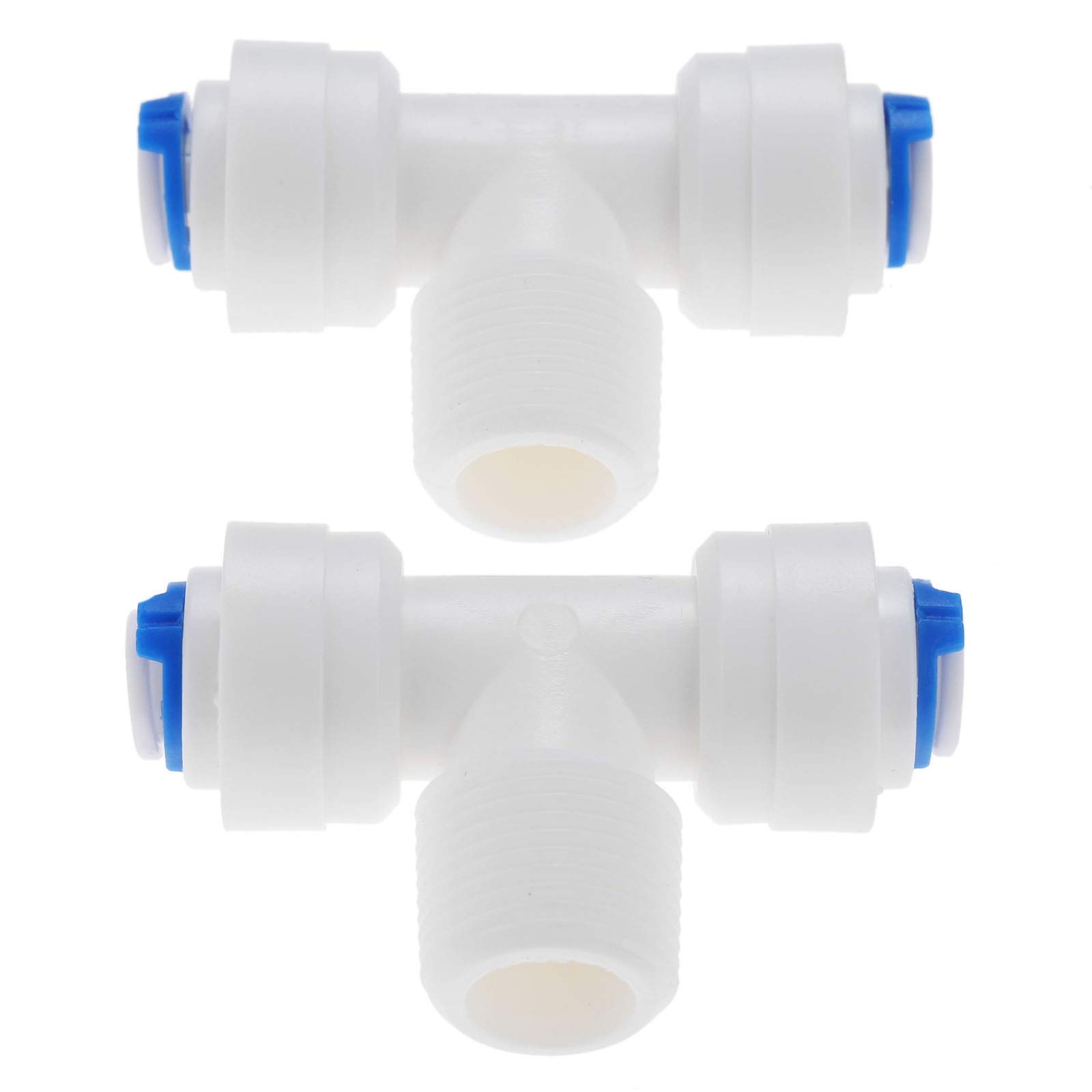 Conexión de Manguera, jardín rápida 2 Piezas tubería ósmosis inversa T en Forma 1/4 Adaptador Conector Acoplamiento plástico 3/8