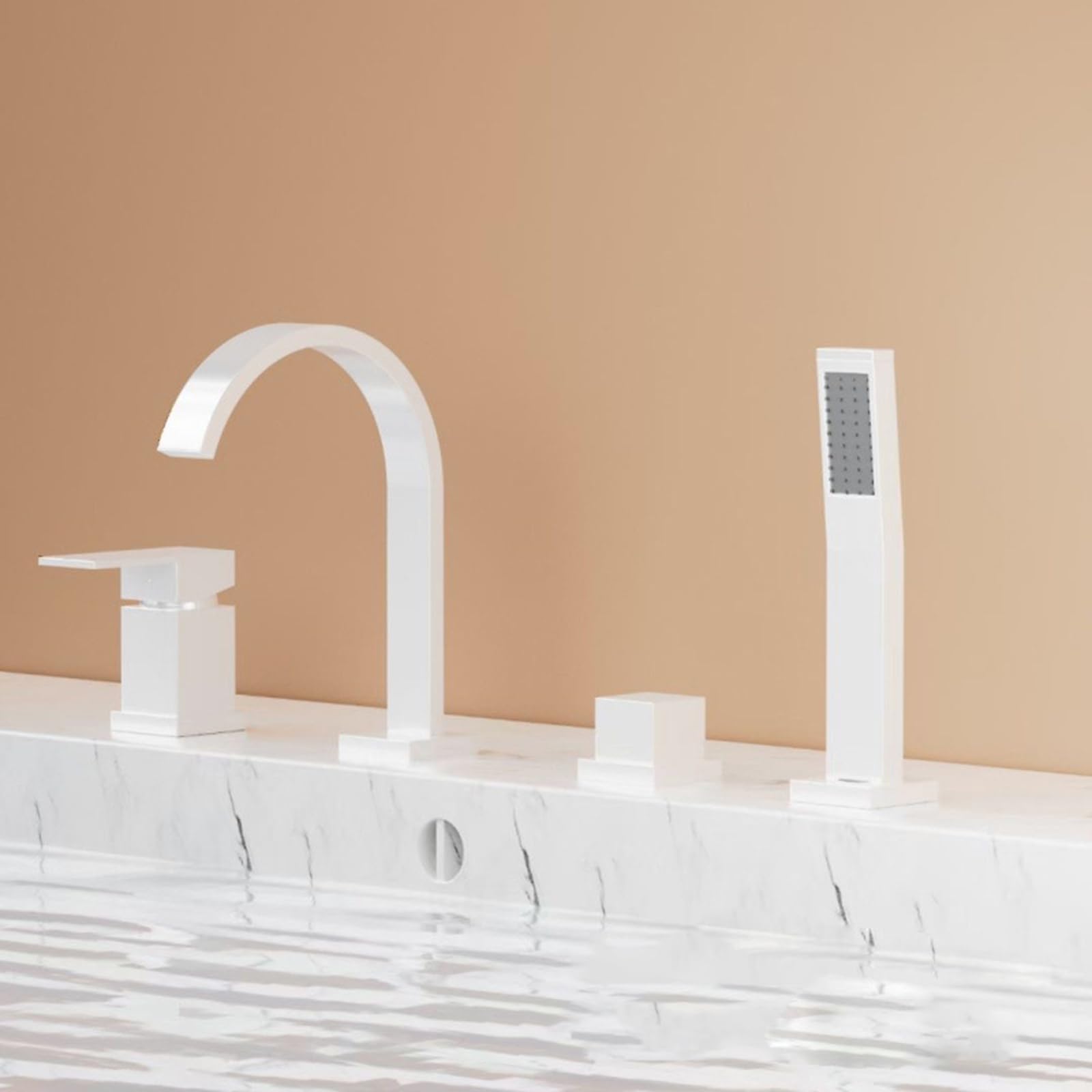 Mitigeur de douche noir avec bec pivotant à 360° et flexible pour baignoire