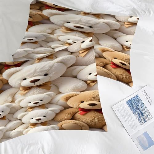 Image of Teddy Bear Comforter Set Full Size Cute Toy Bear Bedding Sets for Girls Boys Kids Adults Bedroom Decor Kawaii Animal Quilt 1 Comforter 2 Pillowcases