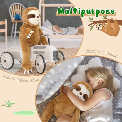 MorisMos 5 stücke Faultier Kuscheltier XXL Set, 56cm riesen Faultier Kuscheltier mit 4 Babys im Bauch, groß Plüschtier Stofftier Puppe, Slothteddy Geschenk für Babys Mädchen