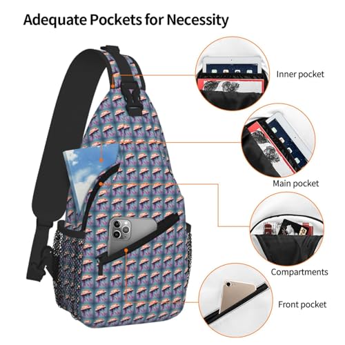 Bolsa de pecho elegante con estampado de medusas ligera diagonal 5