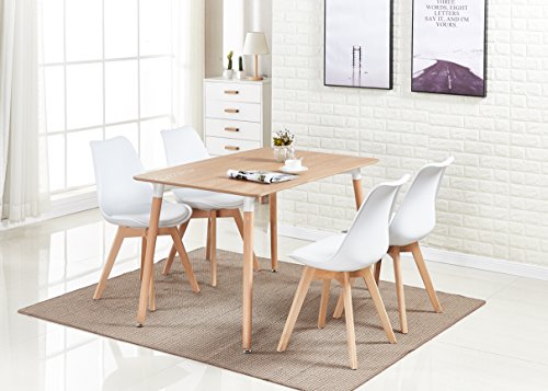 Table et 4 chaises P & N Homewares® modèle Lorenzo - Style scandinave rétro et moderne - Table en bois marron - Pour la salle à manger