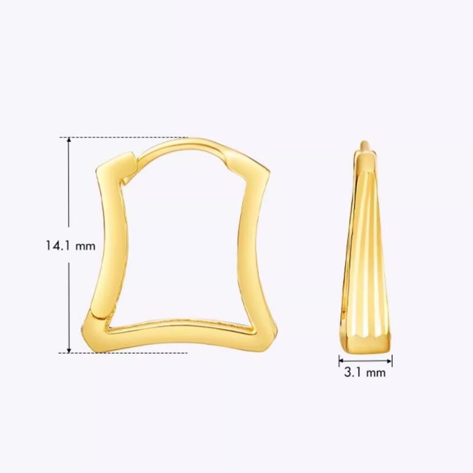 Epinki Prawdziwe złoto biżuteria Creole Hoop 9K/14K/18K żółte złoto, geometryczne kolczyki, damskie kolczyki na sztyfcie małe Au 750/585/375,