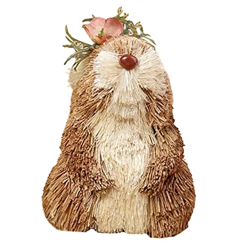 Cabilock Adorno de Conejito Decoración de Animal estatuilla de Conejito de sisal Conejo de Hierba de césped yo decoración de la Estatua del Conejito figuritas de Conejo de Dibujos Animados