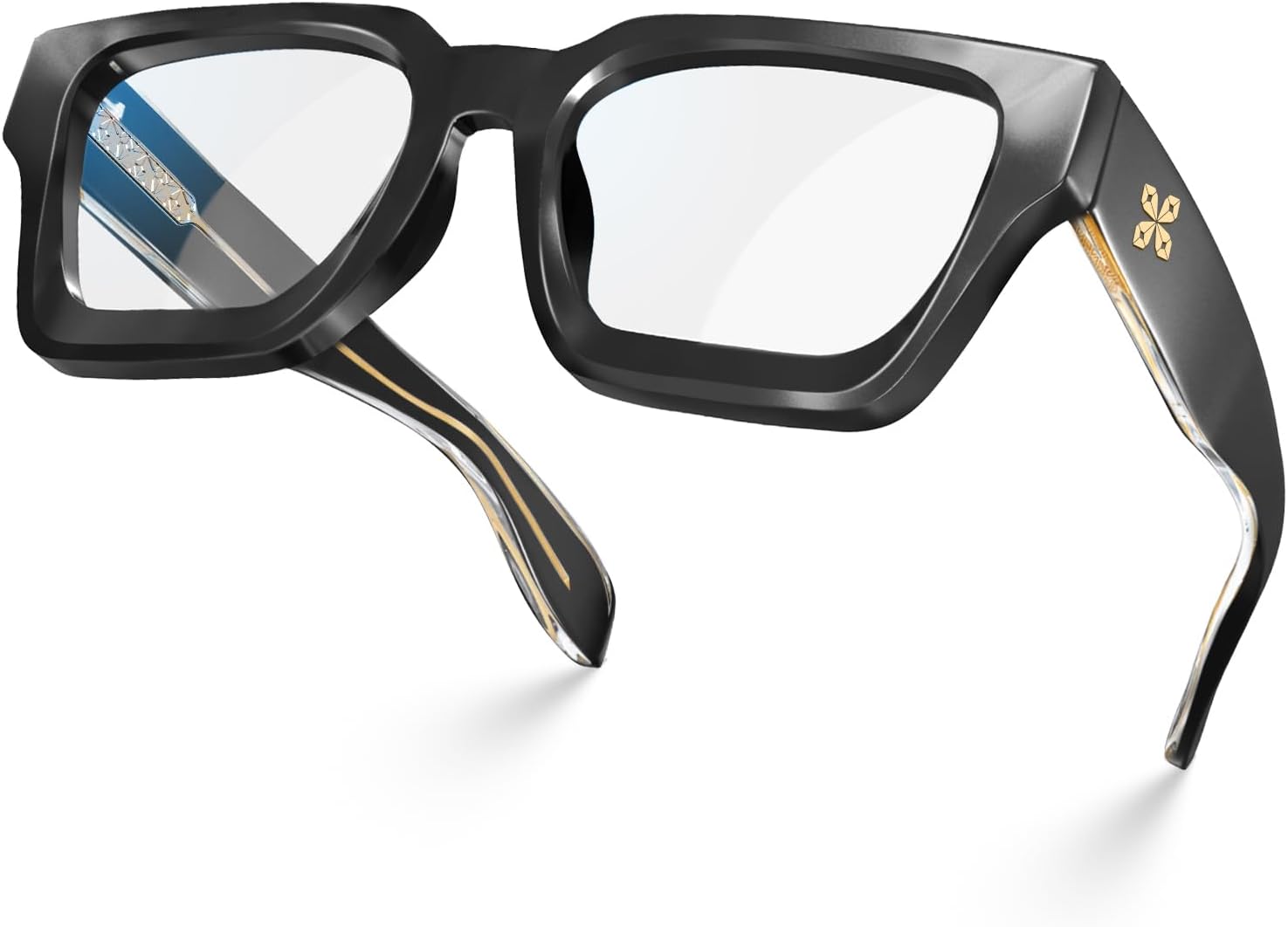 VISOONE Enhanced Version Rectangle Chic Preppy Look Blue Light Blocking Glasses for Women Men RIVER-LIGHTER River Upg Black