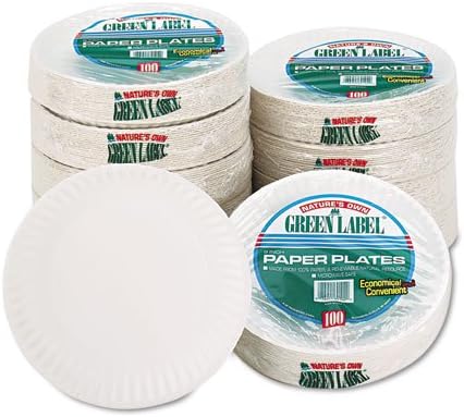White Paper Plates, 9" Diameter, 100/Bag, 10 Bags/Carton