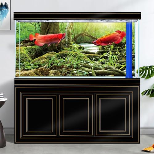 Image of 72X24IN Natural Green Forest Tree Background Reptile Habitat Terrarium Background, Tropical Forest Decor Aquarium Background, with 10 EVA Double-Sided