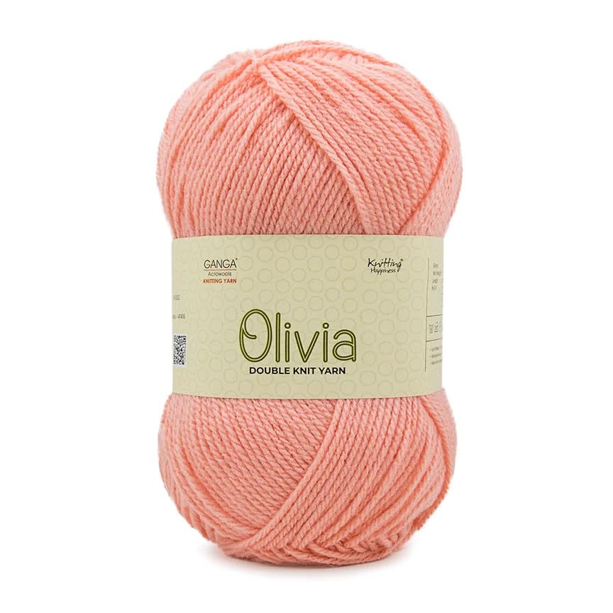 GANGA Acrylic Olivia Hand Knitting And Crochet Yarn (Peach Blush) (100Gms)