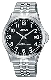 Zifferblatt: schwarz Lorus Herren Analog Quarz Uhr mit Edelstahl Armband RS971CX9
