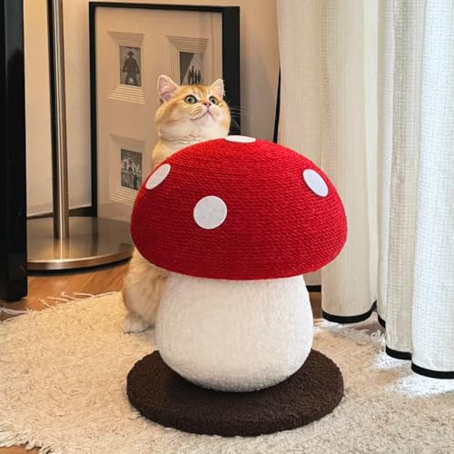 Mushroom Cat Scratcher Cute Cat Scratching Post Durable Sisal Rope Cat Scratching Board Kitten Tree Cat Toy for Cats to Play and Care for Their Claws No Assembly Required