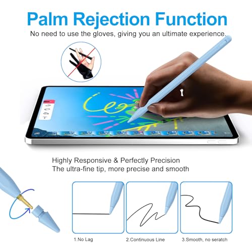 Image of Stylus Pen for iPad 2018-2026 with Palm Rejection, Apple Pencil for Pad11th /10th /9th /8th /7th /6th Gen, iPad Pro 11 /12.9 inch, New iPad Air 2026 11&13-inch(M3 /2) /5th /4th /3th Gen, iPad mini 6th /5th