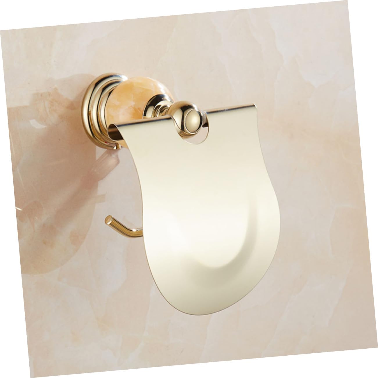 Gold Plated Stainless Steel Jade Roll Toilet Paper Holder Rustproof Bathroom Kitchen Accessory with Unique Splash-Resistant Design Space-Saving and Durable Construction