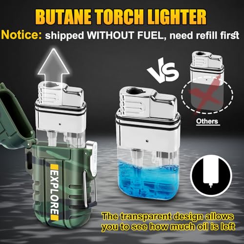 LcFun 2 Pack Waterproof Outdoor Lighter, Windproof Torch Lighters Butane Refillable, Electric Dual Arc Plasma Lighter USB Rechargeable, Tactical Survival Gear Gadgets for Men for Camping, Hiking - Thumbnail 4
