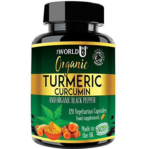 Price comparison product image Ultra Pure Organic Turmeric Curcumin and Organic Black Pepper Capsules High Strength Food Supplement 120 Veg Capsules Soil Association Organic Certified and Vegetarian Society Approved - Made in UK