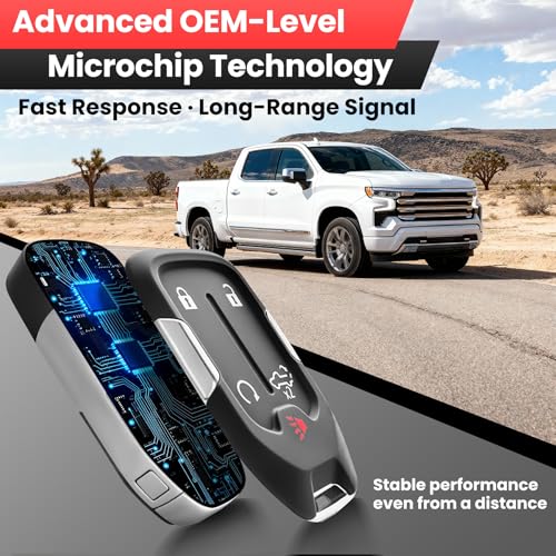 Image of 1 Pack Keyless Key Fob Remote Fit for 2019-2023 GMC Sierra 1500 2500 3500 & 2019-2023 Chevrolet Chevy Silverado 1500 2500 3500, 433 MHz HYQ1ES 13522904 13522854 Include Uncut Key Blade
