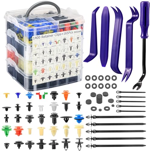 Uolor 1565PCS Clips de Fixation Voiture Universel, 36 Tailles Rivet Plastique Auto avec Outil de Démontage | Kit Carrosserie Pare-Chocs, Portes, Garde-Boue |...