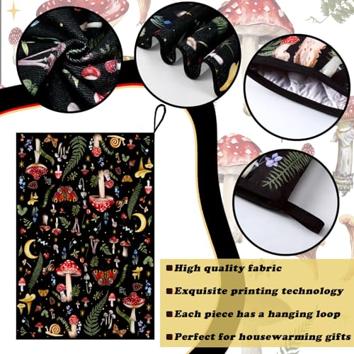 Bencailor 7 Pcs Mushroom Kitchen Linen Set Includes Apron 2 Towels Oven Mitt 2 Pot Holders Cottagecore Kitchen Decor Gifts