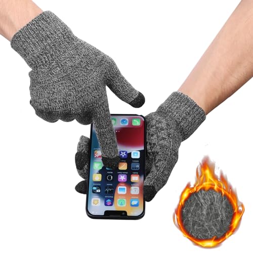Figarge Winter Gloves Men Women Touchscreen Warm Thermal (GY)