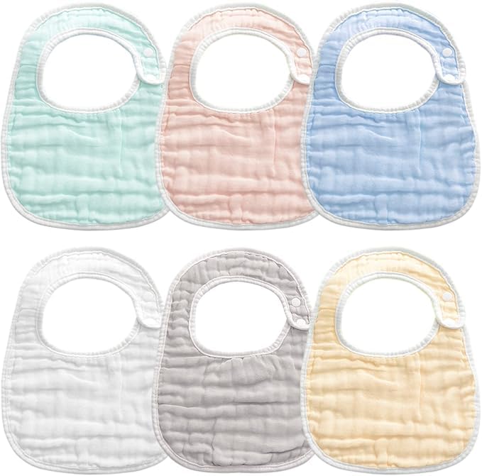 Image of GothicBride Muslin Baby Bibs【8 Pack/6 Pack】 Ultra Soft Absorbent, 100% Cotton Baby Bandana Drool Bibs Adjustable Snaps