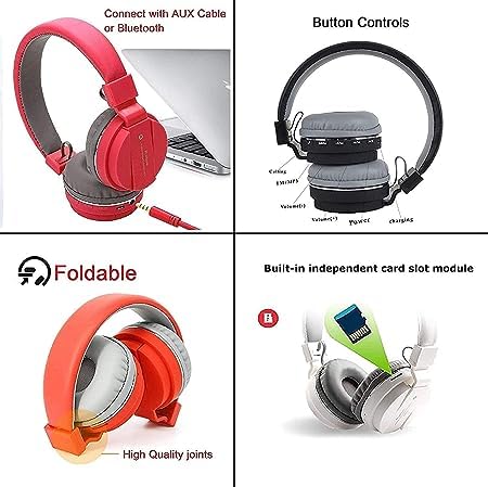 Image of HS12 Wireless Bluetooth Over the Ear Headphone Mic with Music and Calling Controls Adjustable Pads for Small and Big Head Multicolor Sports Wireless Bluetooth,with FM /SD Card