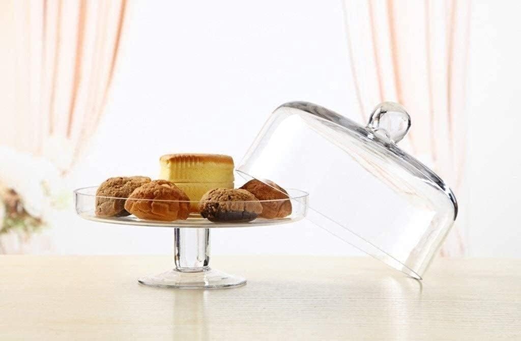Présentoir à gâteau en verre avec couvercle pour hôtel, restaurant, assiette à pain, mariage, banquet, dessert, plateau de décoration de table (23 x 22 cm)