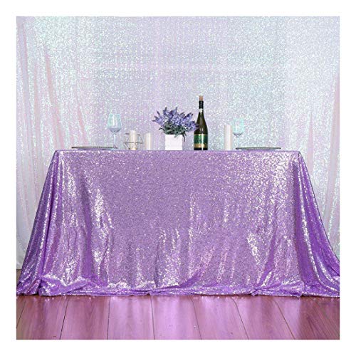 Poise3Ehome 50×72'' Rectangle Lavender Sequin Tablecloth For Party Cake Dessert Table Exhibition Events, Lavender #TOP13
