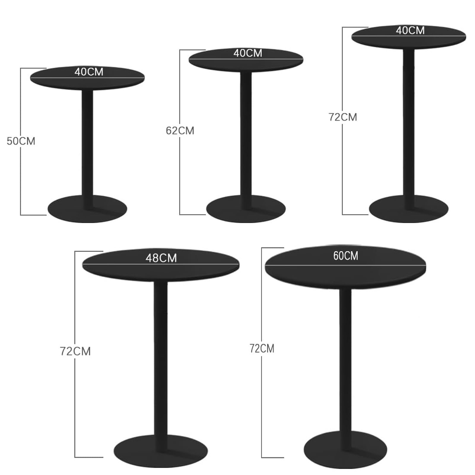 Table de Bar Ronde en métal Noir - Hauteur comptoir idéale pour Une Utilisation intérieure/extérieure - Parfaite comme comptoir de Bar, de Cuisine ou de Dessert.