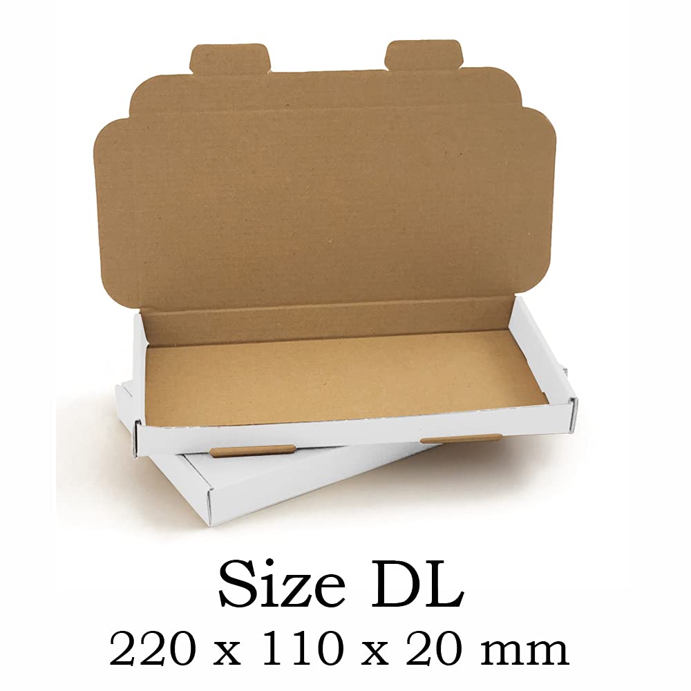 IDEALS UK PACKAGING LTD MINI C7 PIP Box Large Letter Size Cardboard Postal - 101 X 101 X 20mm (4'' X 4'' X 0.8'') For Jewellery, E-liquids, Stamps, Small Coins And More (50