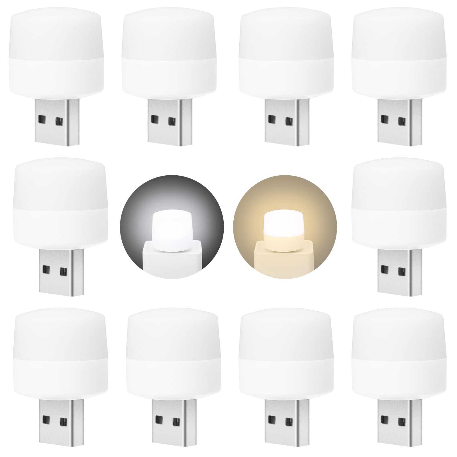 USB Nachtlichter, Mini LED Lampe, Ohne Lichtsensor, Steckbar, Warmweiß, Kompakt, Ideal Für Schlafzimmer, Badezimmer, Küche, Auto