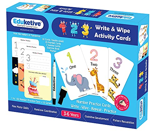 Image of 123 Numbers & Counting Write & Wipe Reusable Activity 3-6 yrs Writing Practice Preschool Learning Educational Game with Exercise Book