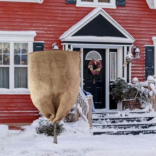 Sacs d'hiver en toile de jute pour protection contre le gel, parfaits pour les plantes en pot sur les balcons et les jardins (60 × 80 cm)