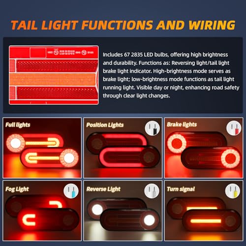 Feux arrière LED pour remorque 12V 24V IP67 étanches avec 5 fonctions - 3