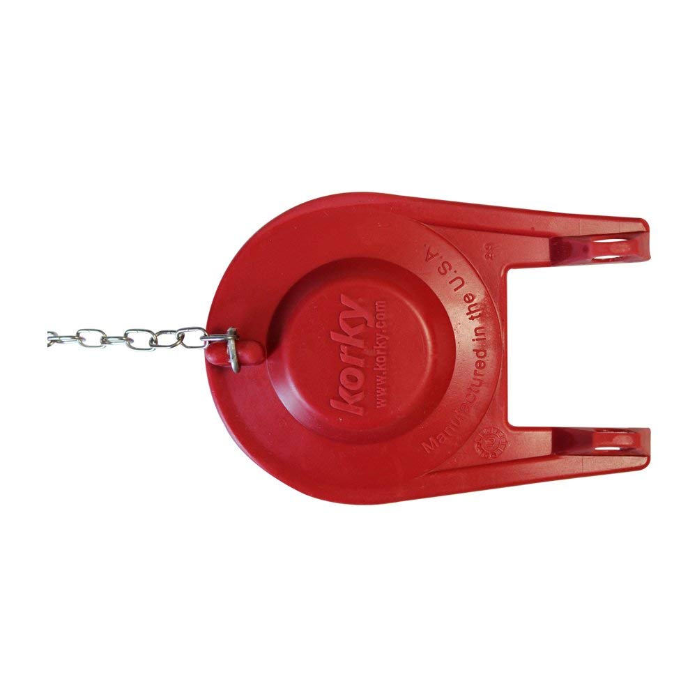 Korky 100BP - Aleta de alto rendimiento que se adapta a la mayoría de inodoros, goma de larga duración, fácil de instalar, fabricada en Estados Unidos, pequeña, roja, paquete de 2