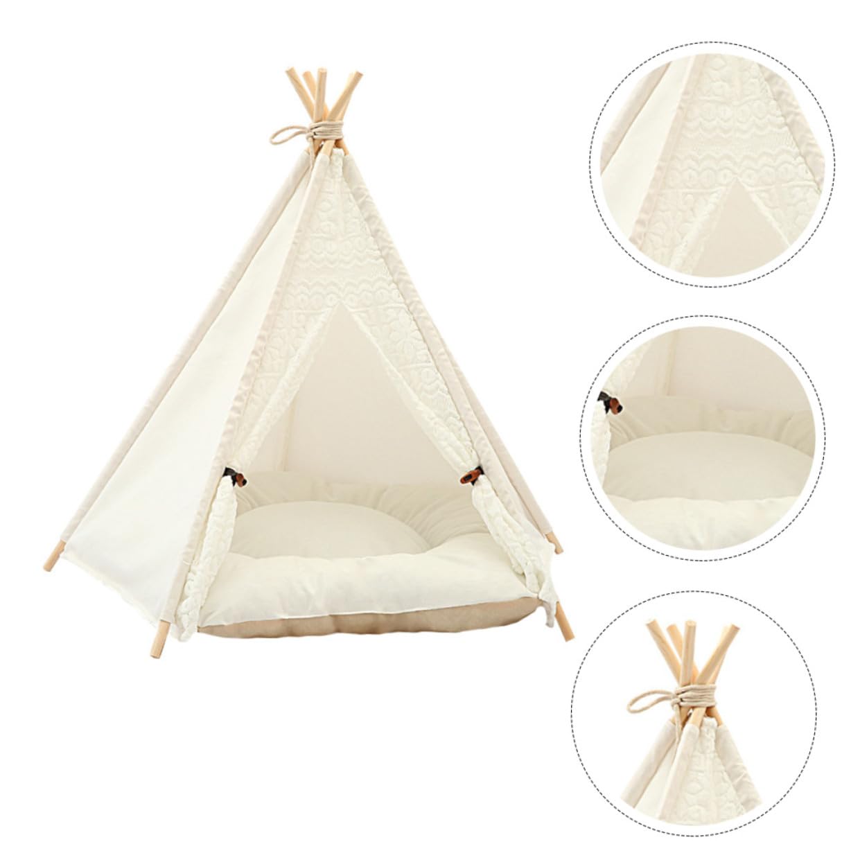 Tienda de Campaña para Mascotas Desmontable y Lavable con Rascador de Cama y Colchón Cálido para Gatos y Perros Pequeños