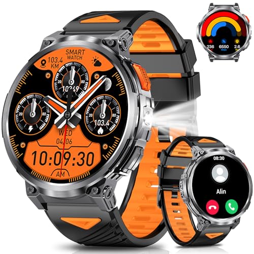 Image of Military Smart Watch for Men, 1.85 inch Big Screen, Flashlight, 930mAh Battery