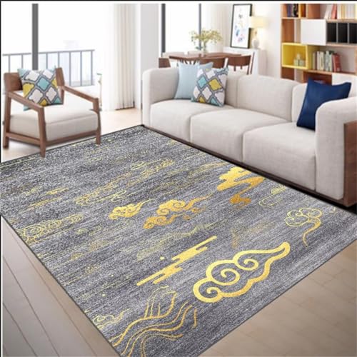 Tapis de sol salon lavable en machine 50x80cm gris abstrait