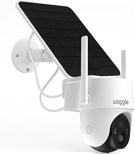 Waggle Cámara de seguridad solar 4G LTE, cámara inalámbrica para exteriores 2K, no necesita Wi-Fi, inclinación de 350 Pan 90, detección de
