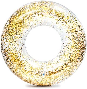 IntexTransparent Glitter Tube Inflatable Swimming Pool Float Raft Ring
