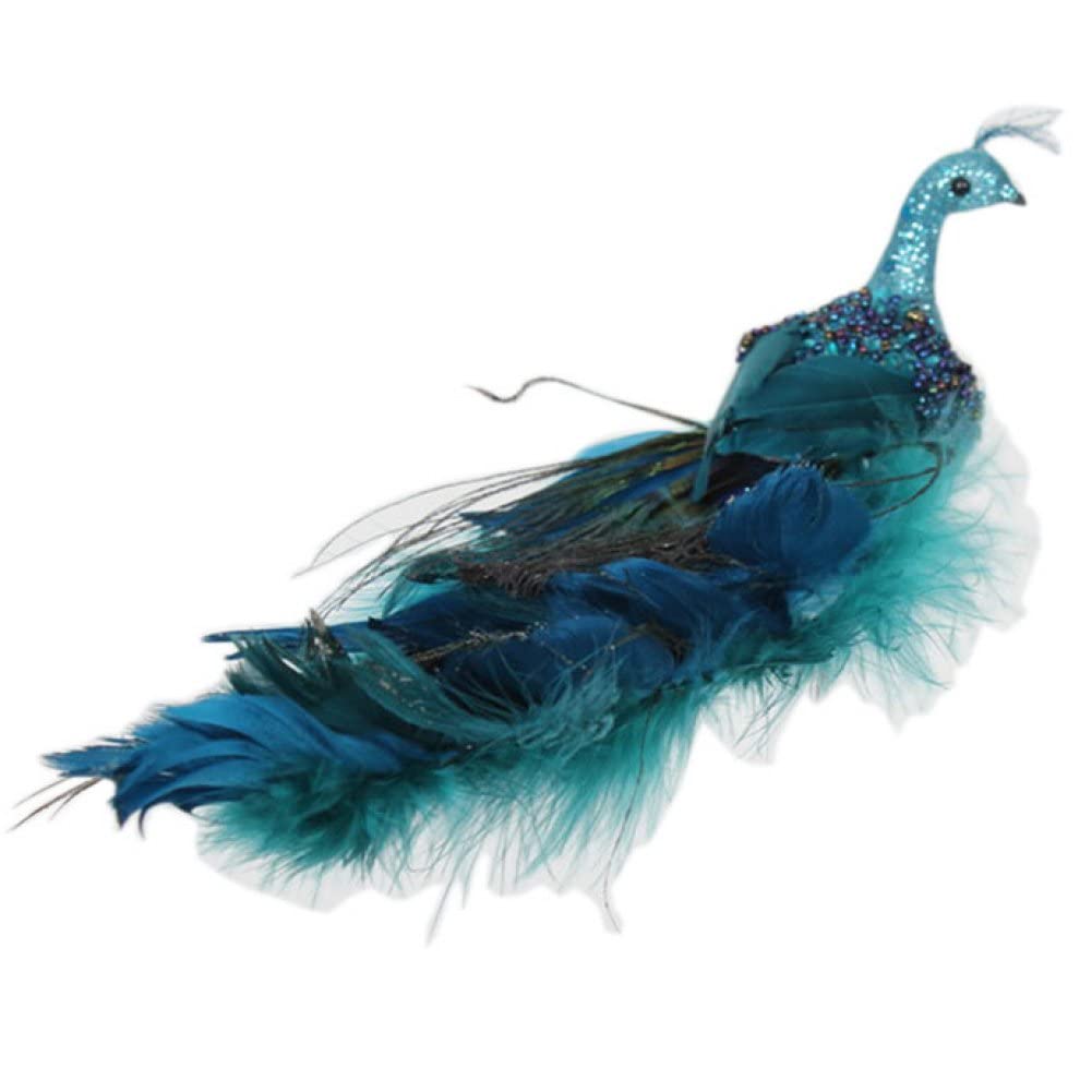 Luxylei Ornaments Glitter Bird Ornaments with Feather Tail and Clip for Christmas Tree Garden Decoration