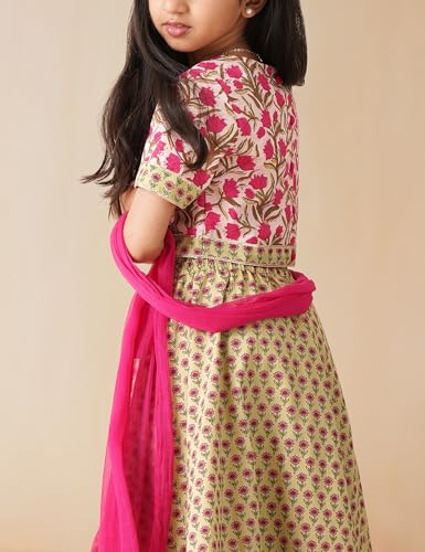 Image of Amazon Brand - Symbol Kids Girls Cotton Readymade Lehenga Choli Set (2 pcs) | Ethnic Wear