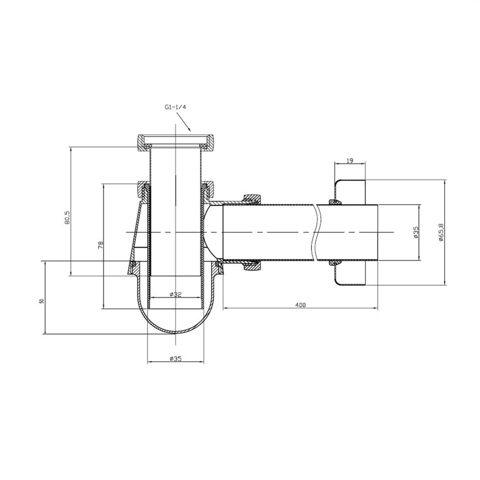 Golden BRASS Kit de desagüe for lavabo de baño con sifón de botella - P-TRAP 11-032