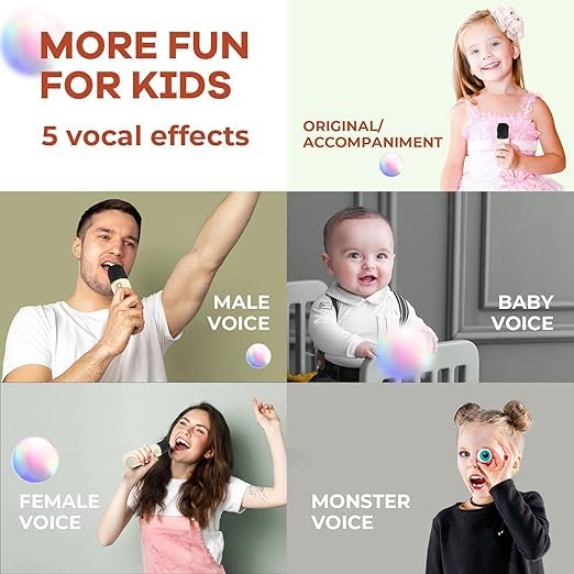 Image of SingStar Karaoke Speaker and Wireless Mic for Kids Toddlers Bluetooth Portable for Girls Boys Perfect Birthday Gifts Ages 4, 5, 6, 7, 8, 9, 10+ Years (Cream White)