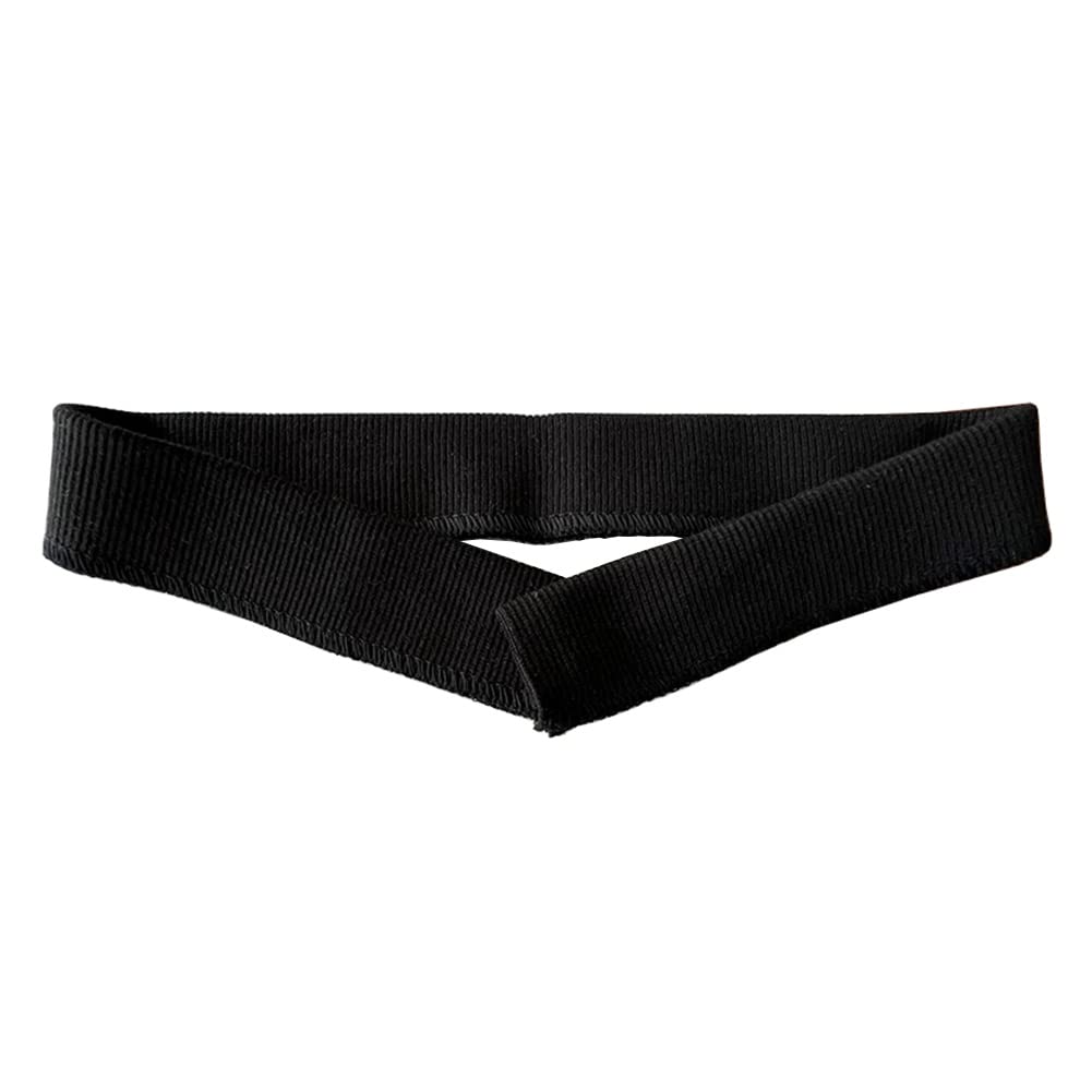 GNSN Cotton Stretch Rib Knit Collar Trim Fabric for Sweatshirt DIY Sewing (Black 4#,2 Strips)