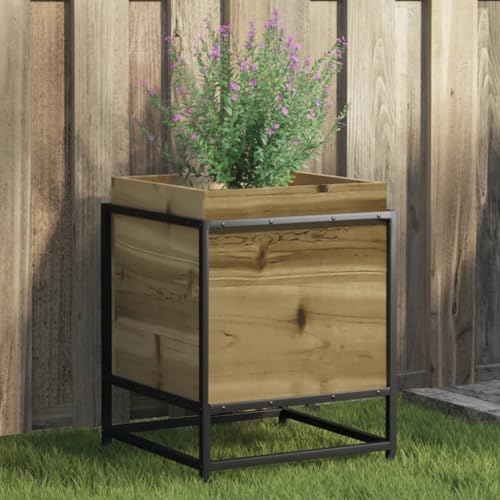 Sufrk Jardinera de jardín de 40 x 40 x 50 cm, de madera de pino impregnada, jardinera de exterior, vertical elevada para balcón y jardín, mini huerto elevado para plantones, jardín vertical