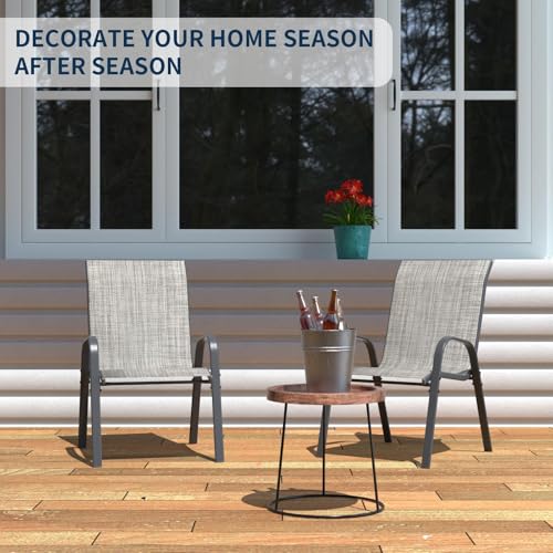 Image of Amopatio Patio Chairs Set of 2, Outdoor Stackable Dining Chairs for All Weathe, Breathable Garden Outdoor Furniture for Backyard Deckr(Light Grey)