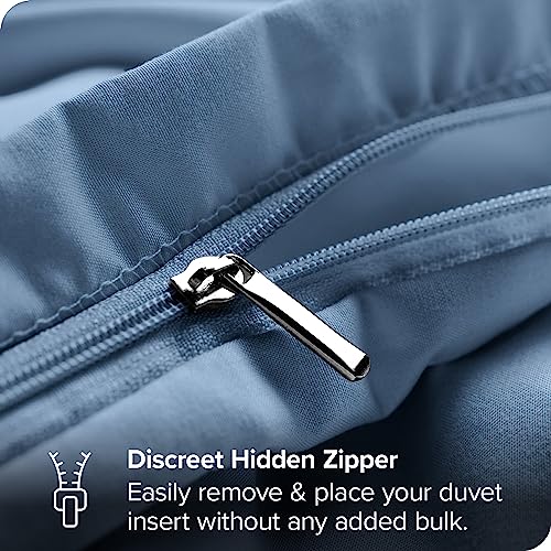 Bare Home Duvet Cover Queen Size - Premium 1800 Super Soft Duvet Covers Collection - Lightweight, Cooling Duvet Cover - Soft Textured Bedding Duvet Cover (Queen, Coronet Blue) #TOP6